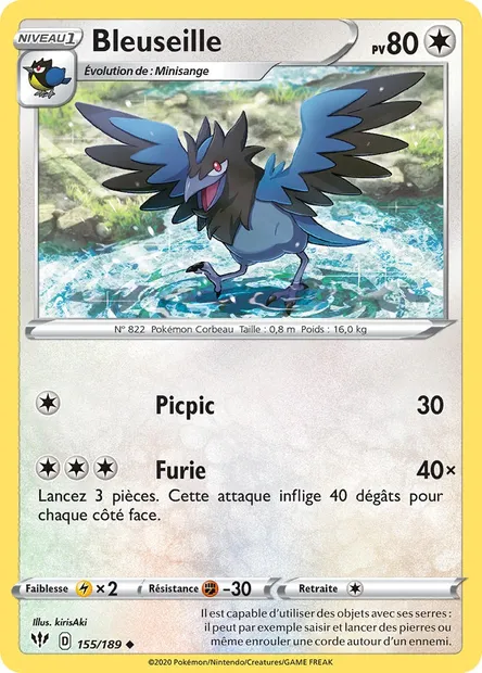 Bleuseille, carte Pokémon DAA 155 — extension Ténèbres Embrasées