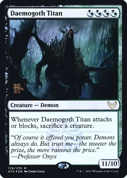 Titan daemogoth, carte Magic PSTX 174s — extension Strixhaven: School of Mages Promos