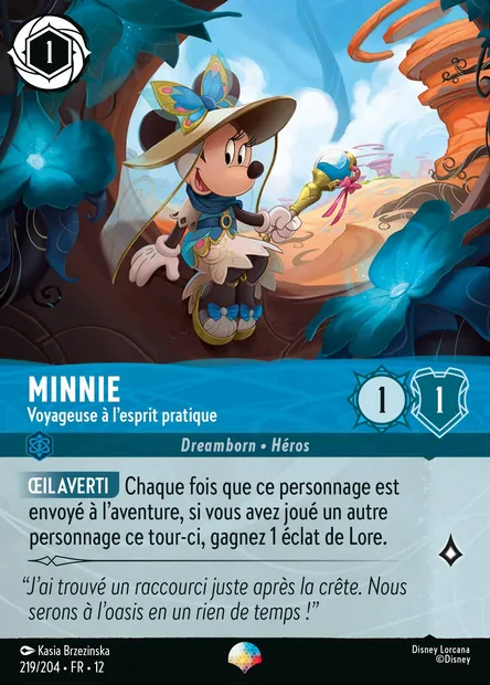 Minnie - Voyageuse à l'esprit pratique, carte Disney Lorcana CH12-219 — extension Contrées Inconnues