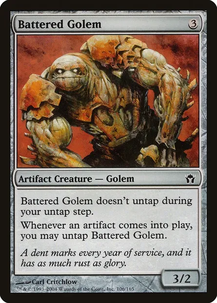 Golem bosselé, carte Magic 5DN 106 — extension La Cinquième Aube