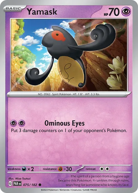 Yamask, Pokémon card PAR 075 — Paradox Rift set