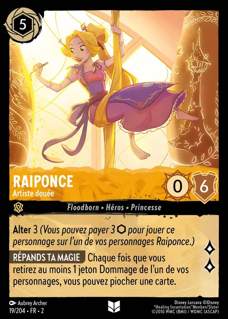 Raiponce - Artiste douée, carte Disney Lorcana CH2-019 — extension L'Ascension des Floodborn