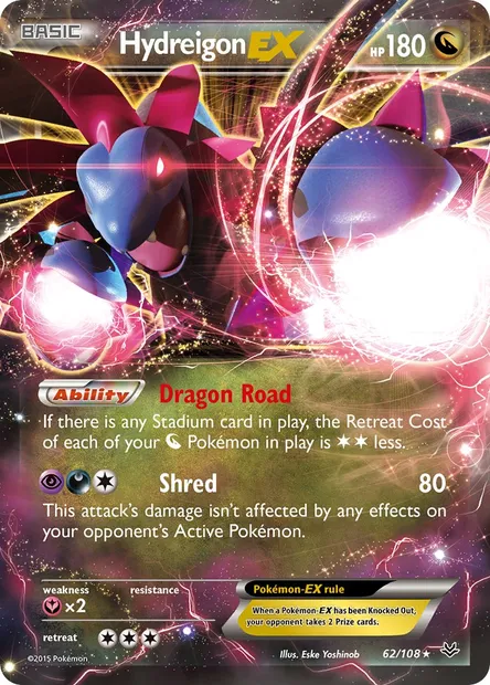 Hydreigon EX, Pokémon card ROS 62 — Roaring Skies set