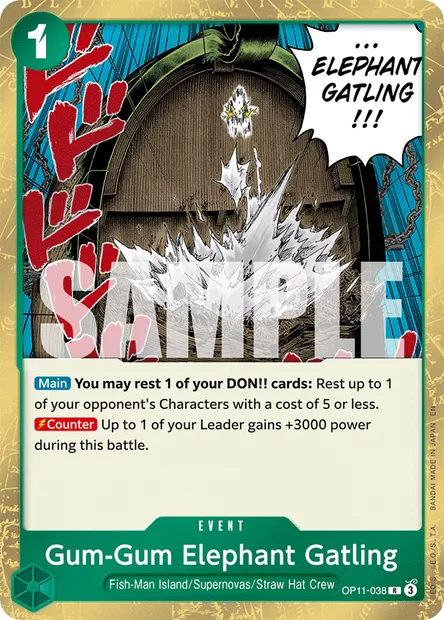 Gum-Gum Elephant Gatling, One Piece card OP11-038 — A FIST OF DIVINE SPEED set