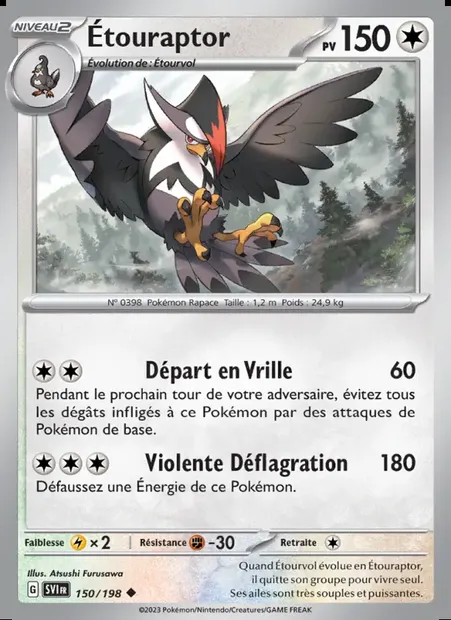 Étouraptor, carte Pokémon SVI 150 — extension Écarlate et Violet