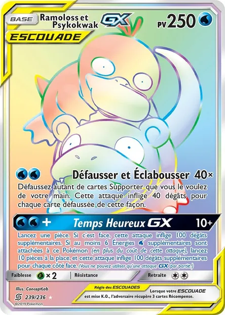 Ramoloss et Psykokwak GX, carte Pokémon UNM 239 — extension Harmonie des Esprits