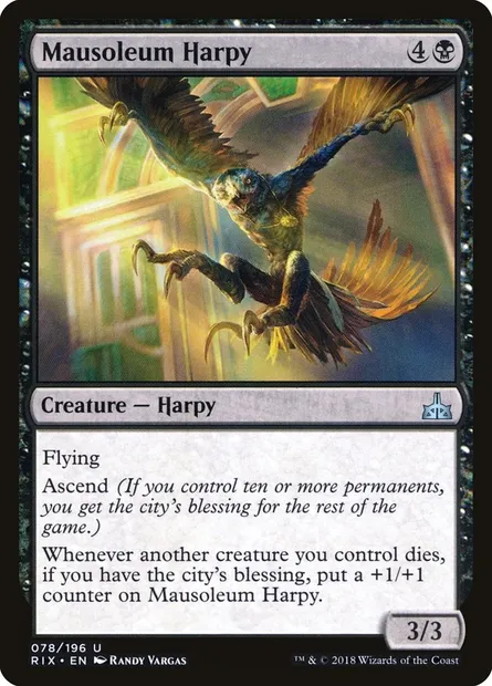 Mausoleum Harpy, Magic card RIX 78 — Rivals of Ixalan set