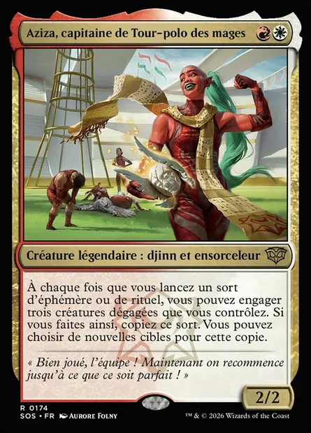 Aziza, capitaine de Tour-polo des mages, carte Magic SOS 174 — extension Secrets of Strixhaven
