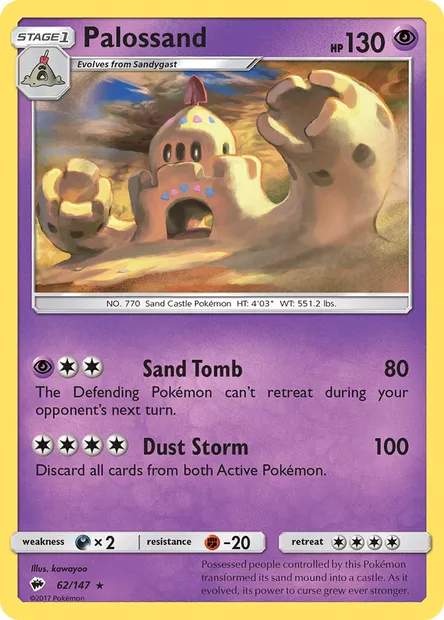 Palossand, Pokémon card BUS 62 — Burning Shadows set