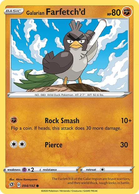 Galarian Farfetch'd, Pokémon card RCL 94 — Rebel Clash set