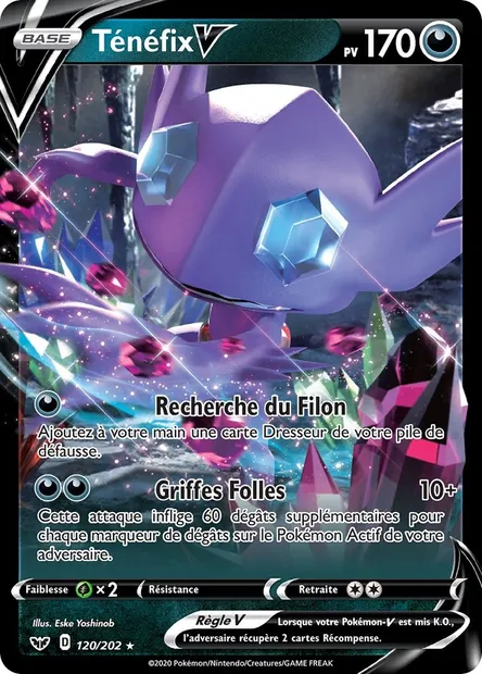 Ténéfix V, carte Pokémon SSH 120 — extension Épée et Bouclier