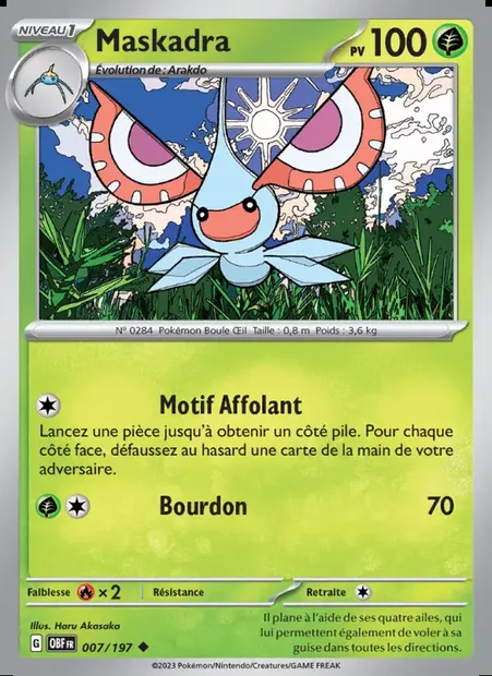 Maskadra, carte Pokémon OBF 007 — extension Flammes Obsidiennes