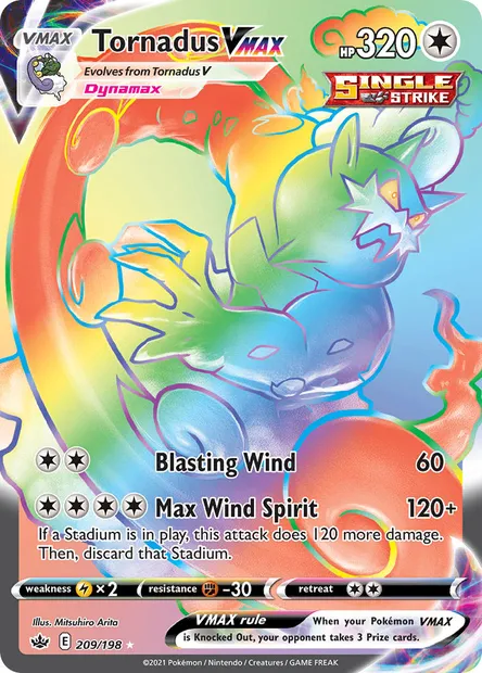 Tornadus VMAX, Pokémon card CRE 209 — Chilling Reign set