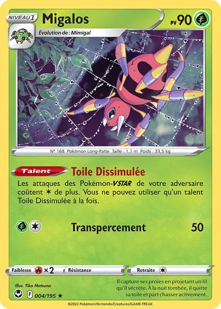 Migalos, carte Pokémon SIT 004 — extension Tempête Argentée