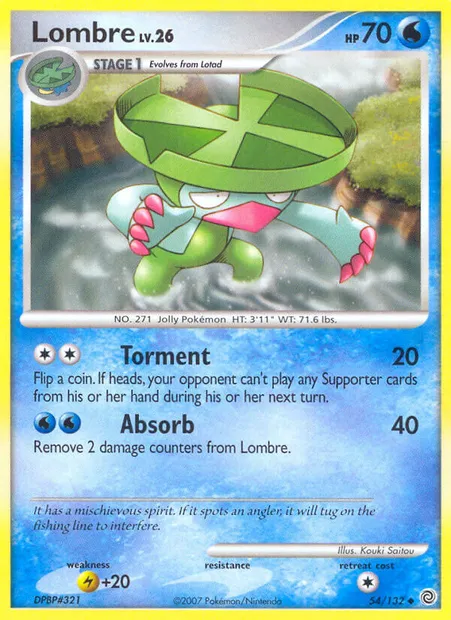 Lombre, Pokémon card SW 54 — Secret Wonders set