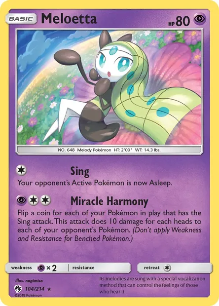 Meloetta, Pokémon card LOT 104 — Lost Thunder set