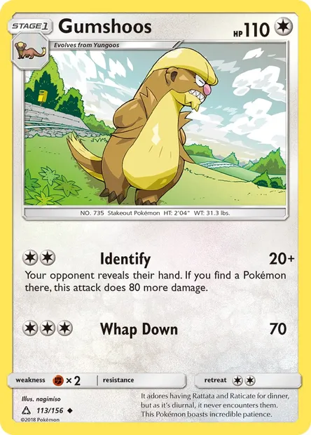 Gumshoos, Pokémon card UPR 113 — Ultra Prism set