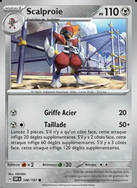 Scalproie, carte Pokémon OBF 149 — extension Flammes Obsidiennes
