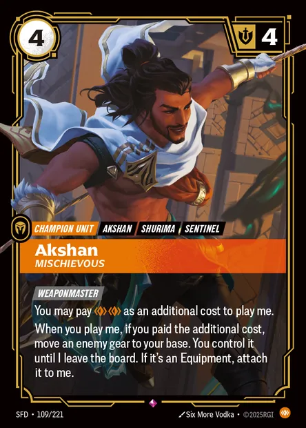 Akshan, carte Riftbound SFD 109 — extension Spiritforged