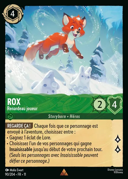 Rox - Renardeau joueur, carte Disney Lorcana CH11-090 — extension Givresort