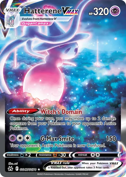 Hatterene VMAX, Pokémon card CRZ GG47 — Crown Zenith set