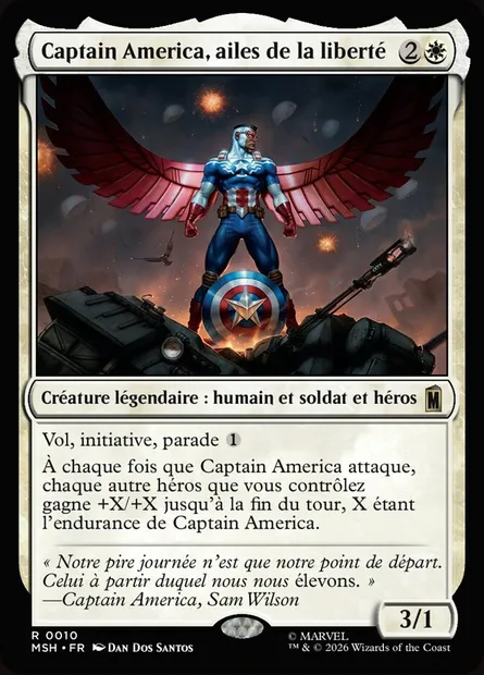 Captain America, ailes de la liberté, carte Magic MSH 10 — extension Marvel Super Heroes