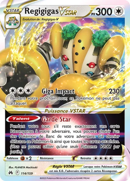 Regigigas VSTAR, carte Pokémon CRZ 114 — extension Zénith Suprême