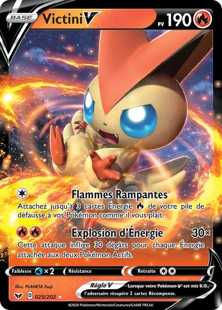 Victini V, carte Pokémon SSH 25 — extension Épée et Bouclier