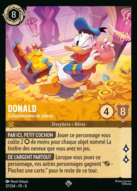 Donald - Collectionneur de pièces, carte Disney Lorcana CH8-037 — extension Le Règne de Jafar