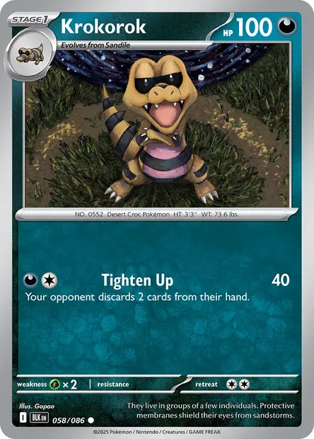 Krokorok, Pokémon card BLK 058 — Black Bolt set