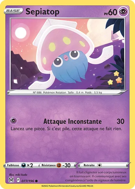 Sepiatop, carte Pokémon LOR 077 — extension Origine Perdue