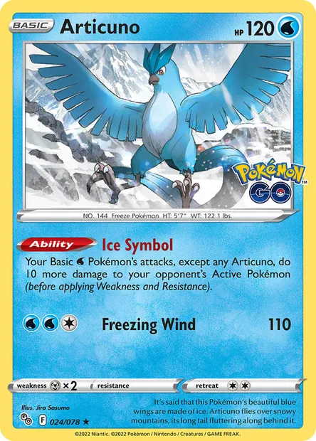 Articuno, Pokémon card PGO 024 — Pokémon GO set