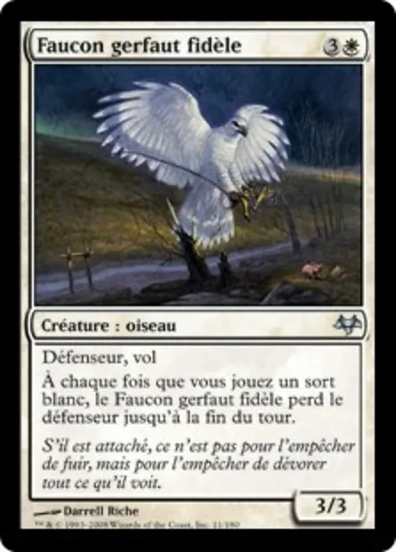 Faucon gerfaut fidèle, carte Magic EVE 11 — extension Coucheciel