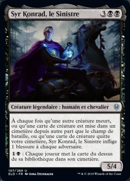 Syr Konrad, le Sinistre, carte Magic ELD 107 — extension Throne of Eldraine
