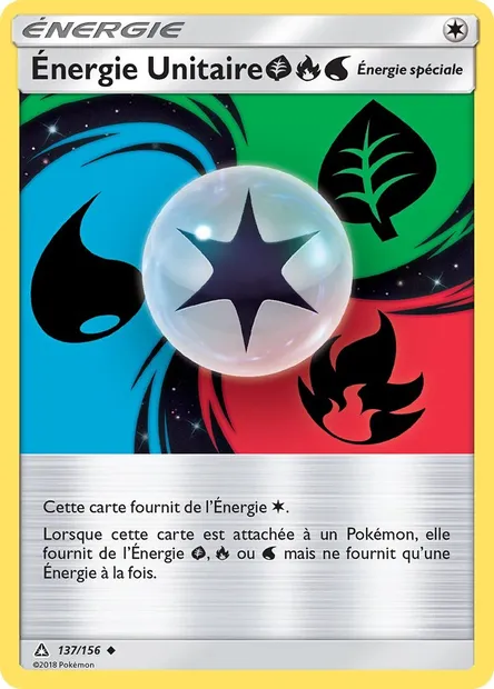 Énergie Unitaire GrassFireWater, carte Pokémon UPR 137 — extension Ultra-Prisme