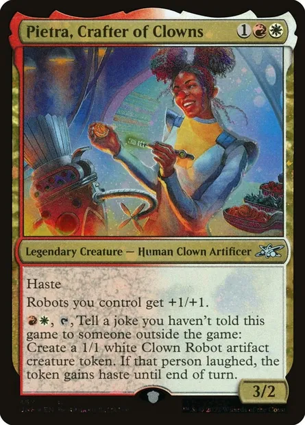 Pietra, Crafter of Clowns, carte Magic UNF 462 — extension Unfinity