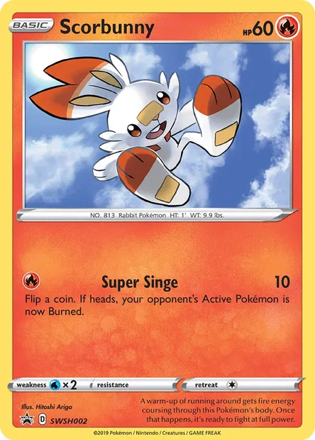 Scorbunny, Pokémon card SWSH 002 — SWSH Black Star Promos set