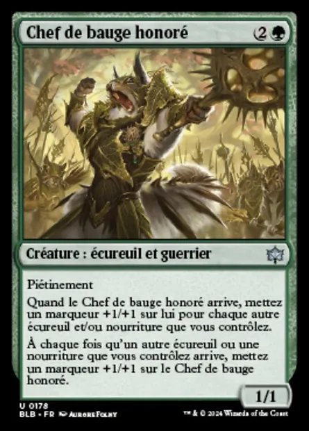 Chef de bauge honoré, carte Magic BLB 178 — extension Bloomburrow