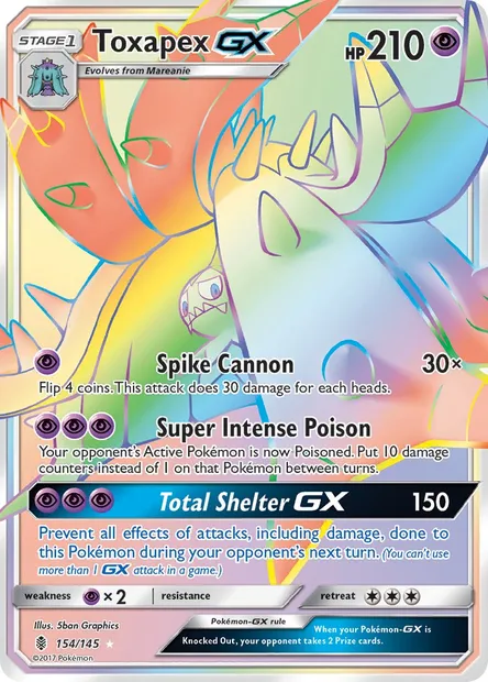 Toxapex GX, Pokémon card GRI 154 — Guardians Rising set