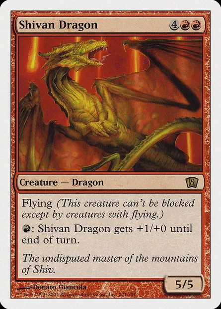 Dragon shivân, carte Magic 8ED 221 — extension Huitième Edition