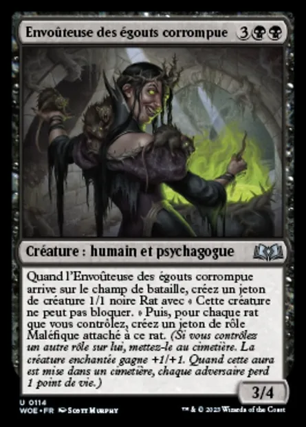 Envoûteuse des égouts corrompue, carte Magic WOE 114 — extension Wilds of Eldraine