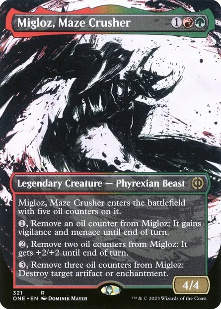 Migloz, Maze Crusher, Magic card ONE 321 — Phyrexia: All Will Be One set