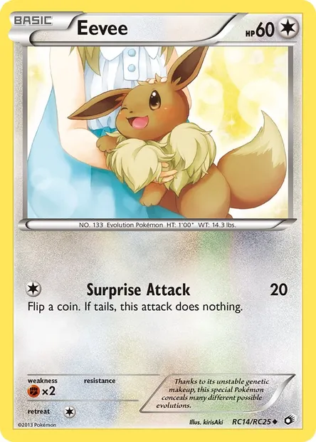Eevee, Pokémon card LTR RC14 — Legendary Treasures set