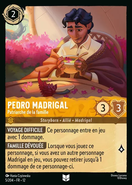 Pedro Madrigal - Patriarche de la famille, carte Disney Lorcana CH12-005 — extension Contrées Inconnues