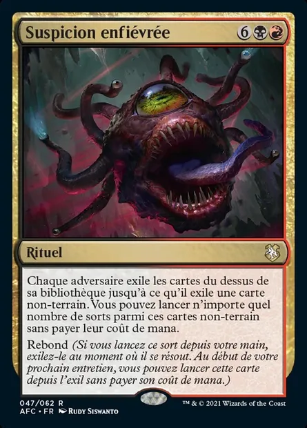 Suspicion enfiévrée, carte Magic AFC 47 — extension Forgotten Realms Commander