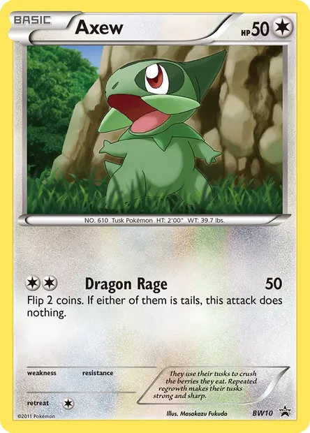 Axew, Pokémon card BW 10 — BW Black Star Promos set
