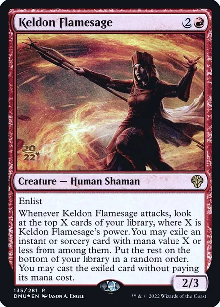 Keldon Flamesage, Magic card PDMU 135s — Dominaria United Promos set