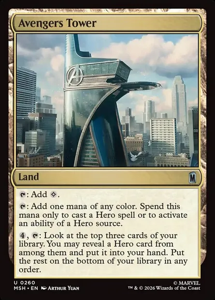 Avengers Tower, Magic card MSH 260 — Marvel Super Heroes set