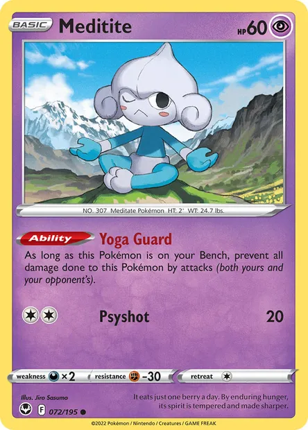Meditite, Pokémon card SIT 072 — Silver Tempest set