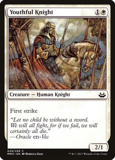 Youthful Knight, Magic card MM3 29 — Modern Masters 2017 set